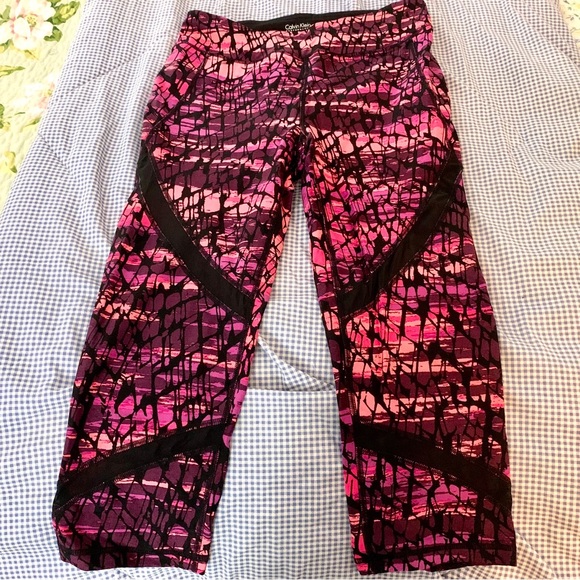 CALVIN KLEIN Performance Quick Dry Nylon Spandex Leggings with Lace Medium - Picture 1 of 8